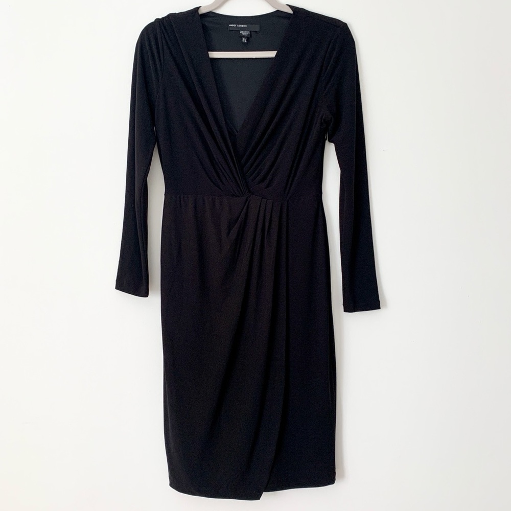 Maggy London Black Midi Dress Long Sleeve 2